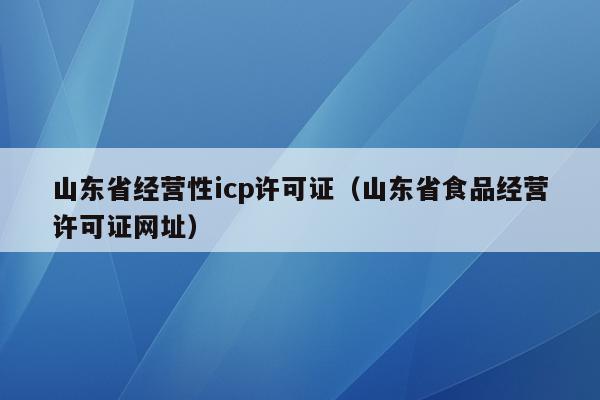 山东省经营性icp许可证（山东省食品经营许可证网址）
