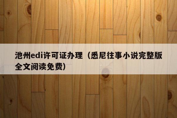 池州edi许可证办理（悉尼往事小说完整版全文阅读免费）