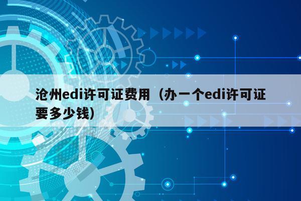沧州edi许可证费用（办一个edi许可证要多少钱）